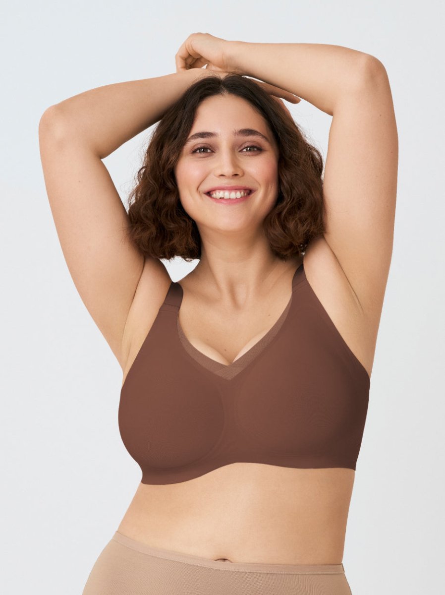 Second Skin Wireless Shaper Bra, Chocolate - Nuderie