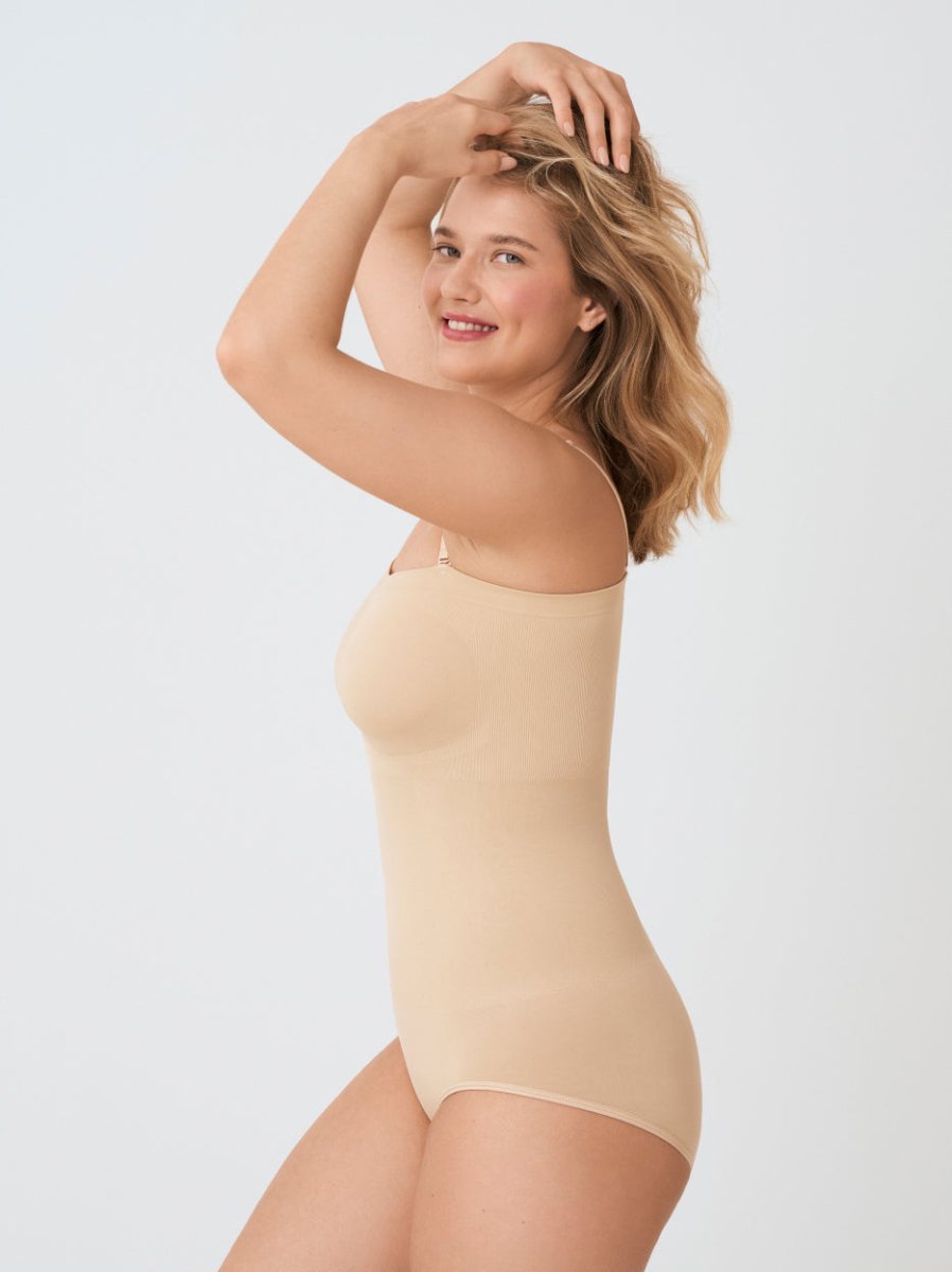 Snatched Shapewear Bodysuit, Beige - Nuderie