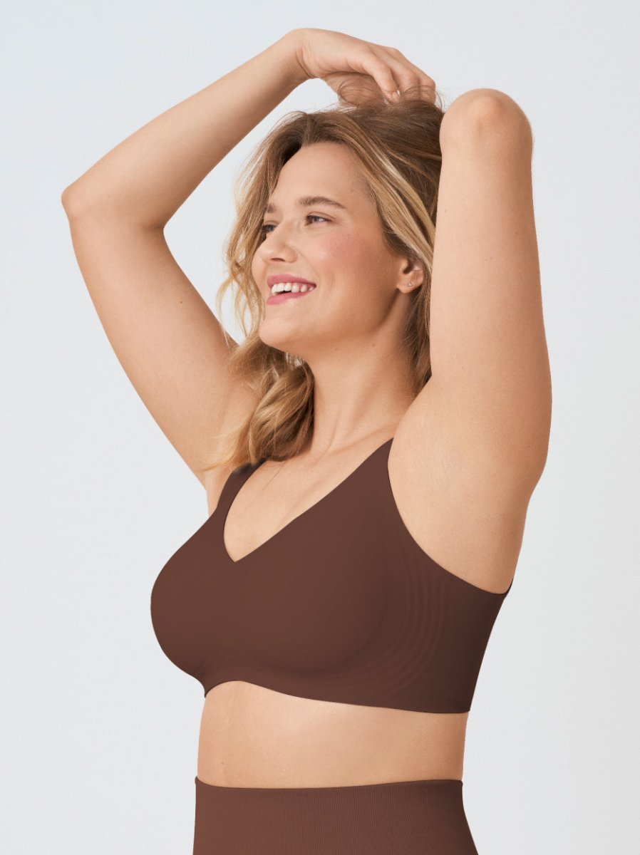 Supportive Comfort Wireless Shaping Bra, Chocolate - Nuderie