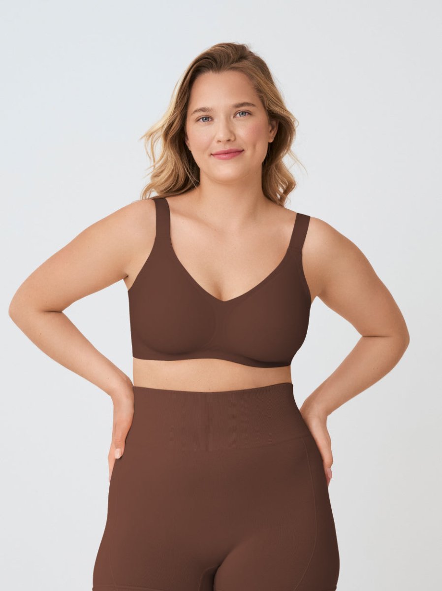 Supportive Comfort Wireless Shaping Bra, Chocolate - Nuderie